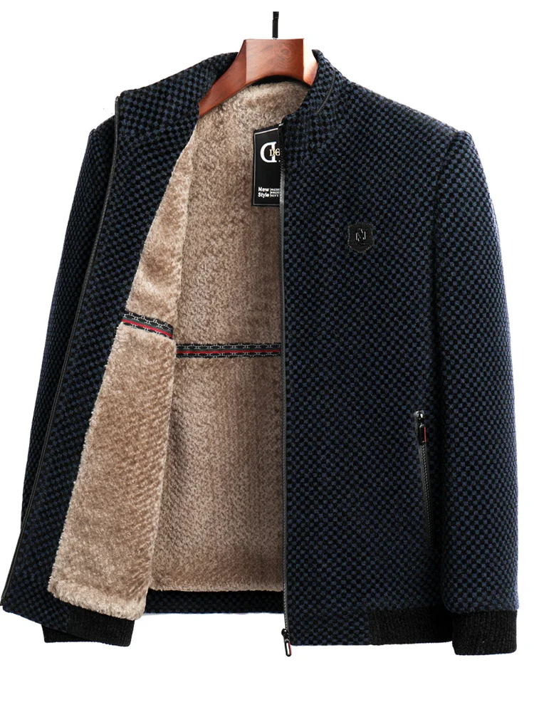 

Thiened Fce Men's Stand Collar Jaet Winter Warm Casual Outerwear Busin Adstration Dad Top Men's Clothing