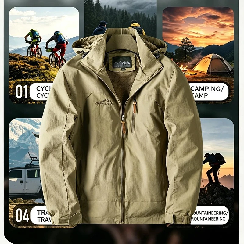 Outdoor Hooded Rainproof Hiking Jackets Man Thin Windproof Windbreaker Military Tactical Coats 7XL Men Clothing Ветровка Осенняя
