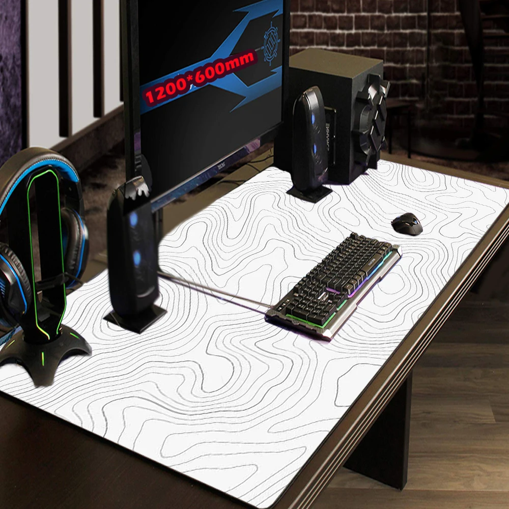 White Gamer Mousepad Strata Liquid Desk Mat Large 900x400 Topographic Mousepad 1200x600 Gaming Mats Keyboard Accessory 900x300