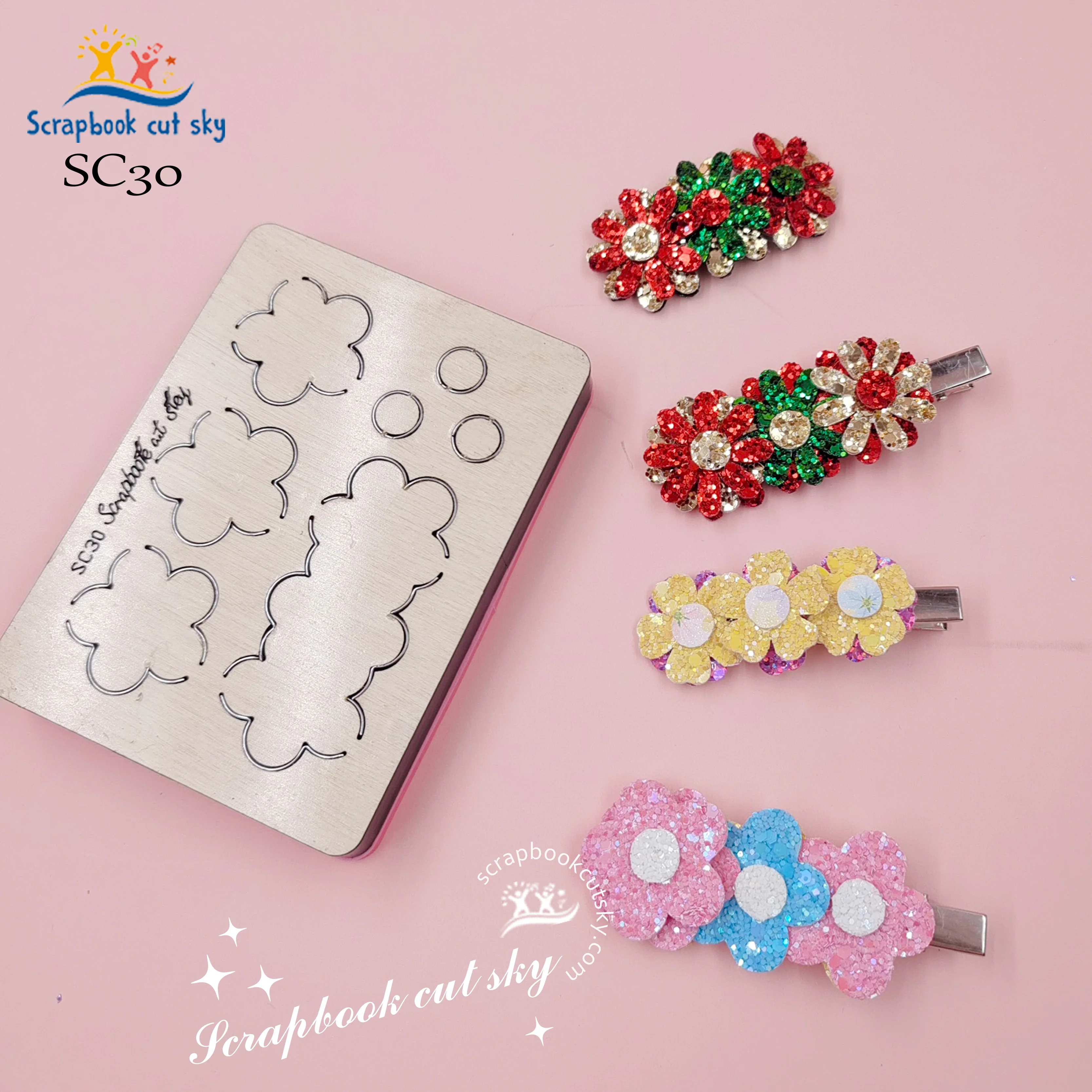 

Аксессуар для волос в виде цветка SC30 подходит для использования с деревянными вырубными формами в машинах для вырубки.