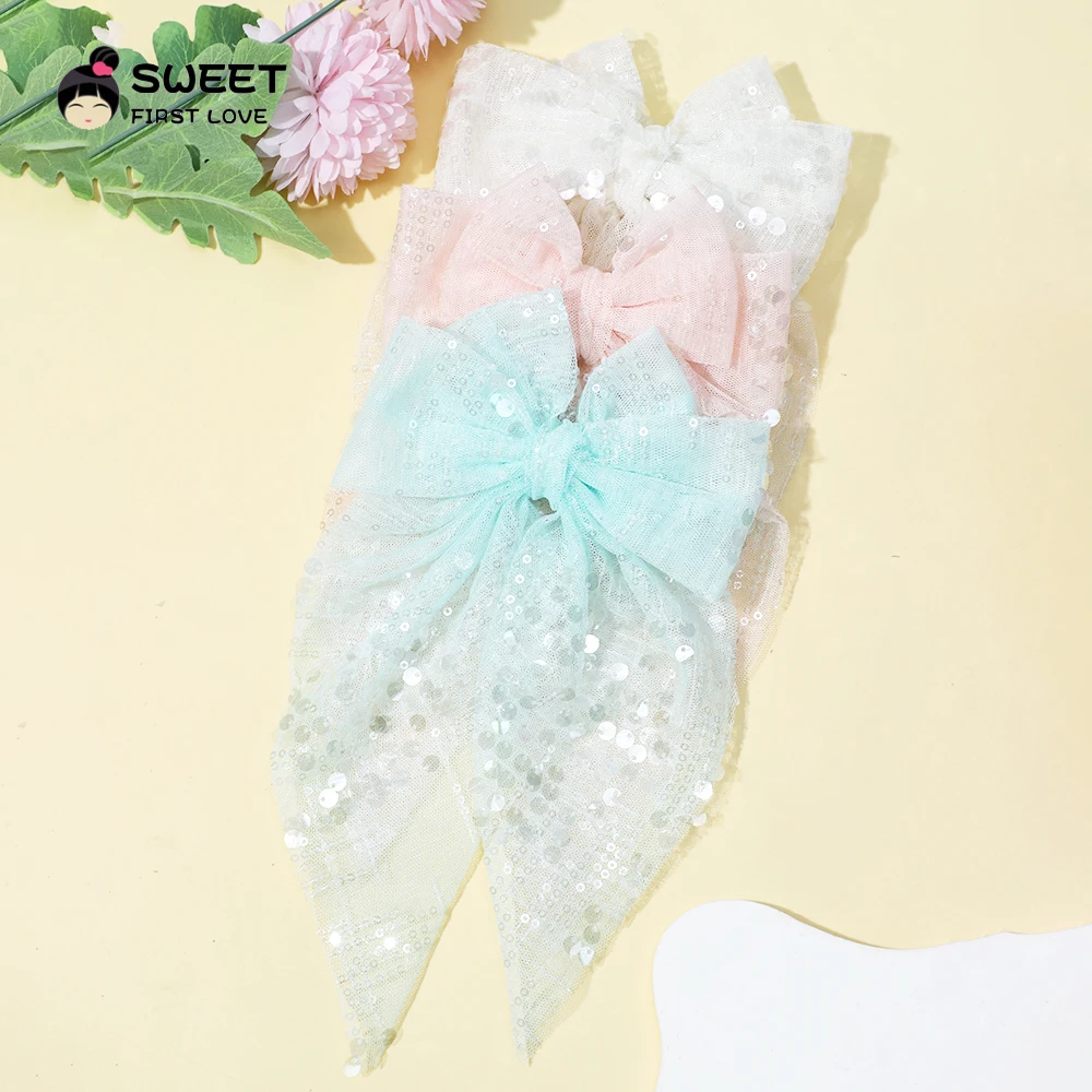 Elegant Gauze Bow Hair Clip Girls Women Fashion Sequined Bowknot Hairpin Boutique Barrettes Children Hair Accessories