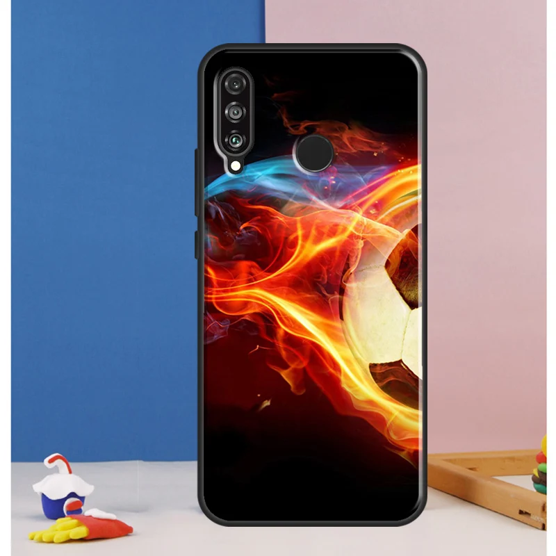 Fire Football Soccer ball For Huawei Nova 12s 7i 8i 11i 12i 9 10 SE Y91 Y90 Y60 Y70 Y72 P30 P40 Lite P60 Pro Case