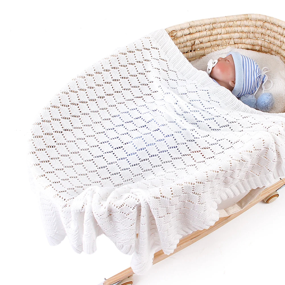 

Baby Winter Blanket Infant Knitted Stroller Blanket Hollow Out Lightweight Warm Sleeping Outdoor Indoor Color