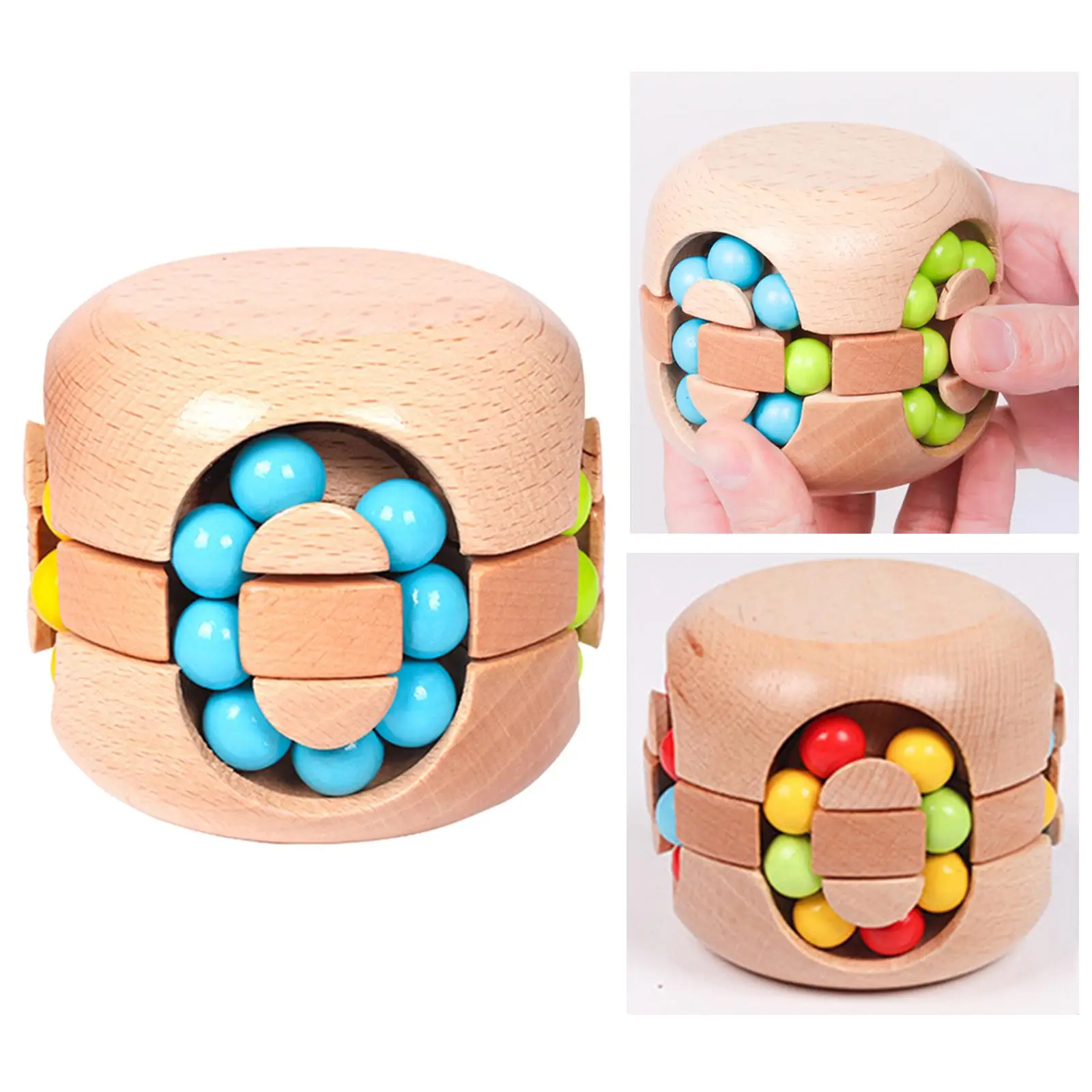 Wooden Bean Toy Puzzle Toy Intelligence Puzzles Beads Rotating Creative Toy for Boys Unisex Children Girls Gift