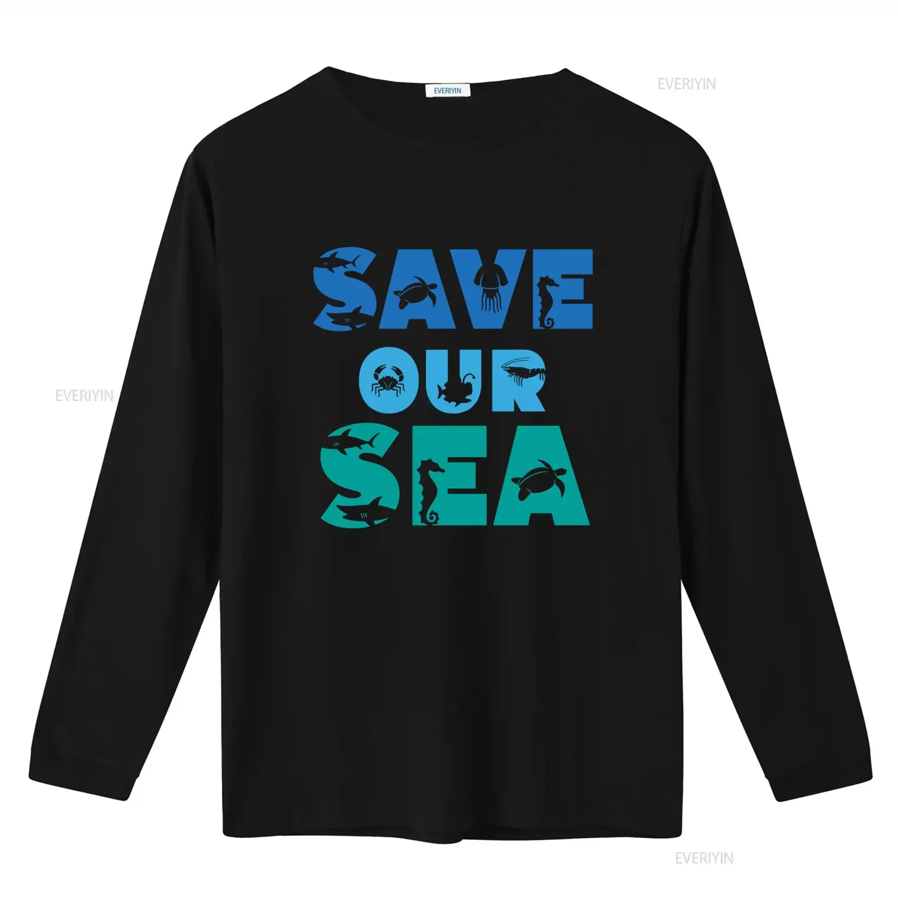 Save Our Sea Environment Marine Life Print Mens T Shirt  vintage Washed Soft streetwear fashion Unisex Versatile Comfortable