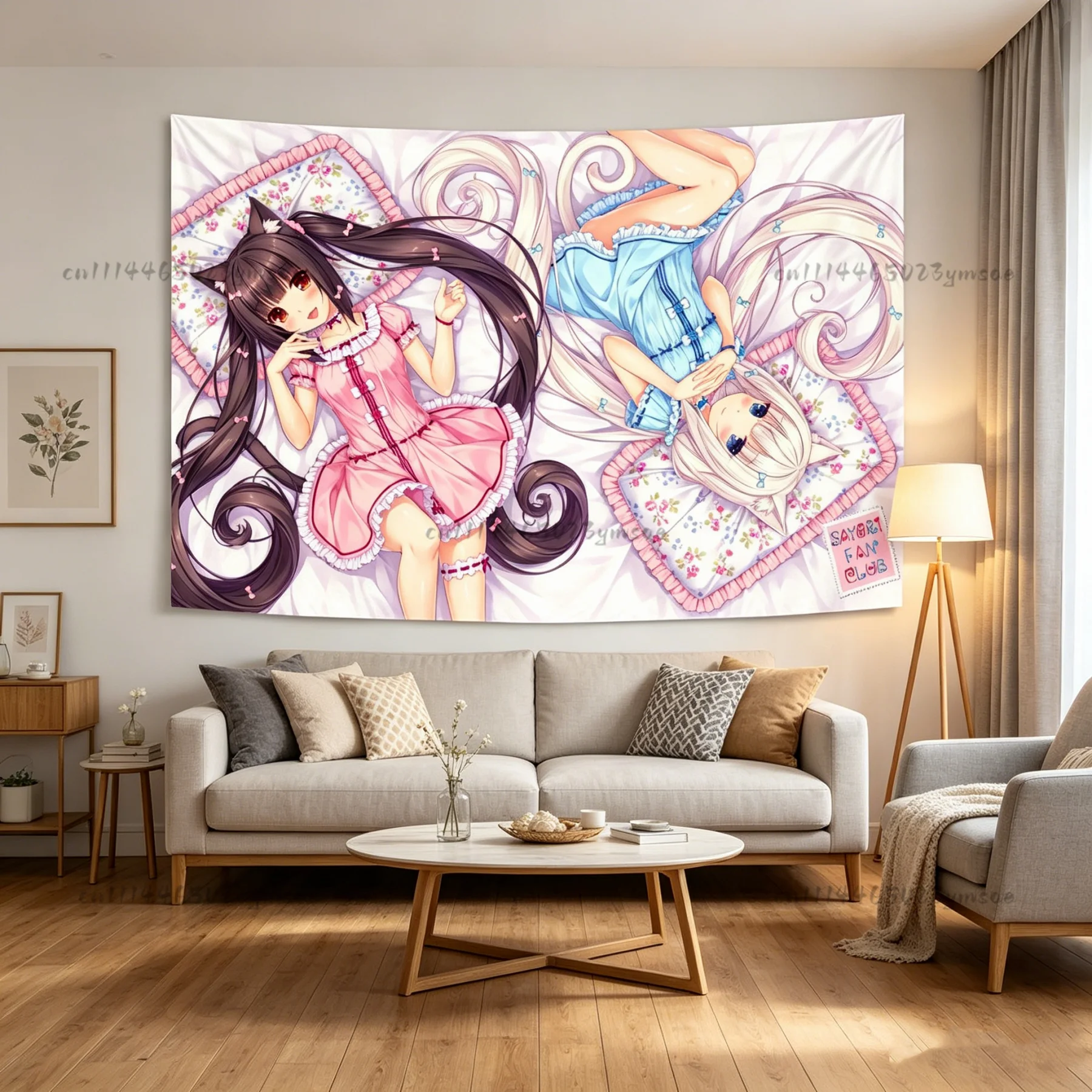 Cute Girls Room Decor Wallpapers Kawaii Anime Tapestry Headboard Aesthetic Room Decoration Background Cloth Teen Bedroom Banners