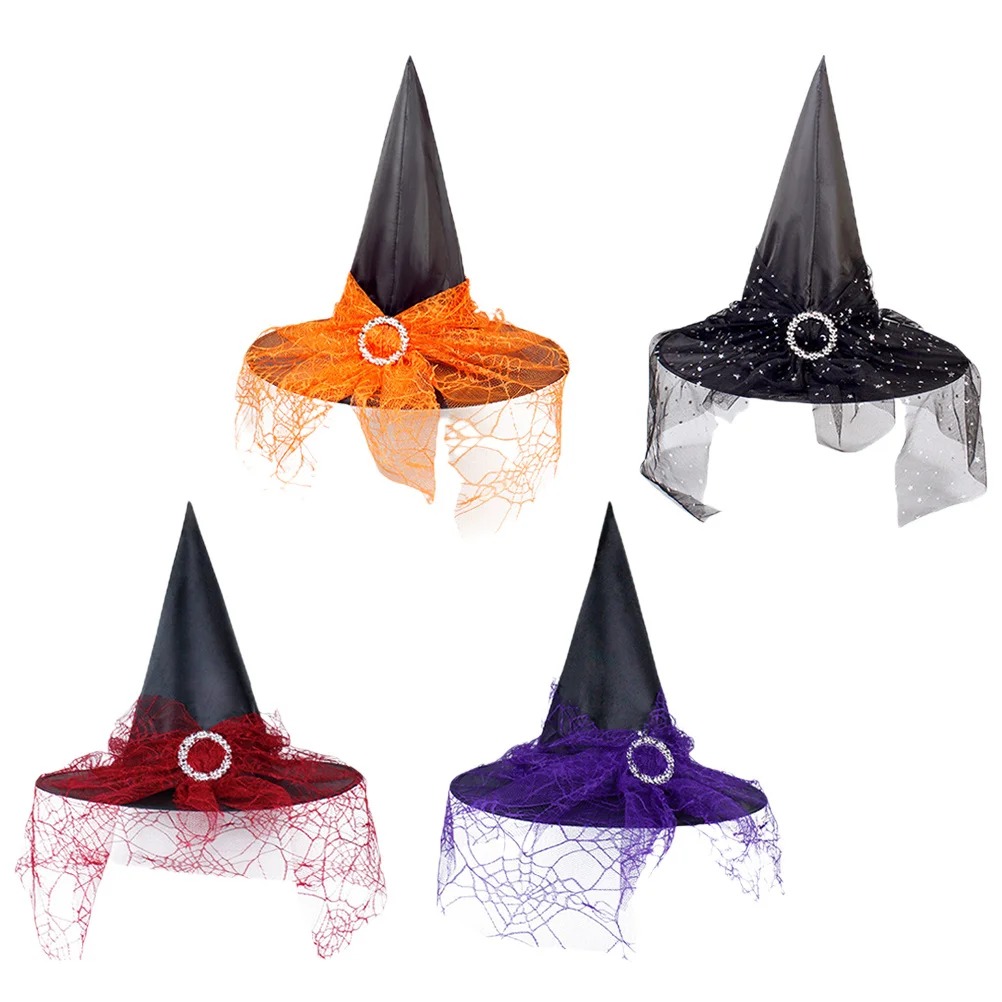 

4Pcs Halloween Witch Hat Classic Party Decoration Cosplay Photo Prop Reusable Festival Supply Halloween Witch Hat