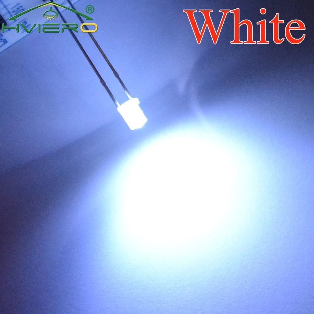 Imagem -03 - Contas de Luz Superiores Planas Ultra Brilhantes Led f3 mm Branco Vermelho Azul Laranja Rosa Lâmpada de Diodo para Lâmpada de Diodos Emissores de Ângulo Amplo 1000 Peças