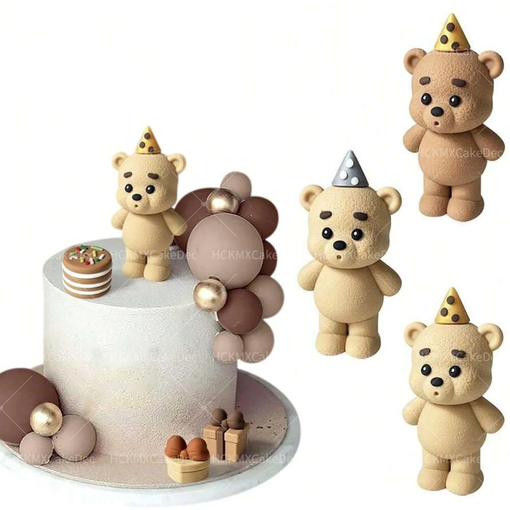 Blow Candle Bear Cake Topper Bear Cake Dekorationen für Partygeschenke Dusche Geburtstagstorte Topper Partyzubehör