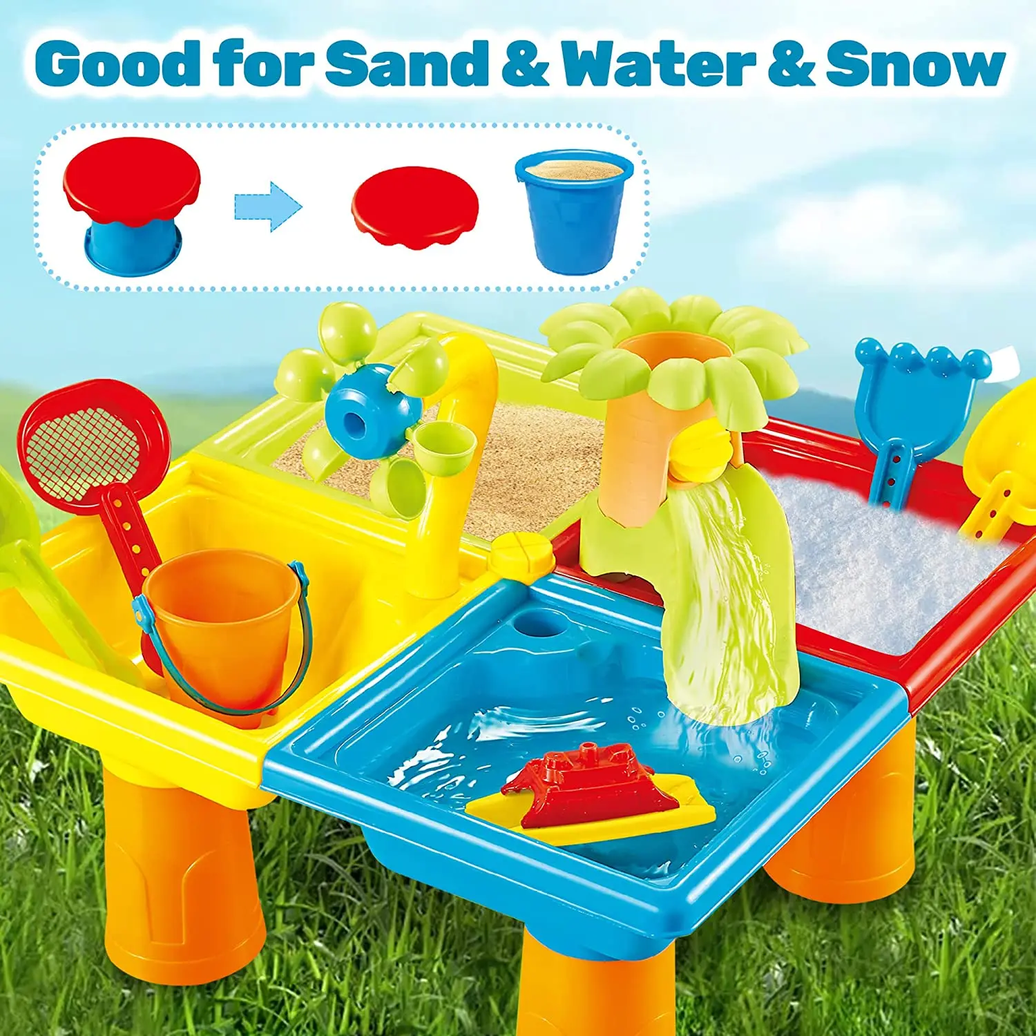 Beach Table Sand Play Toys Children Outdoor Games Baby Water Sand Dredging Tools Beach Table Play Sand Pool Set Toy for Kid Gift