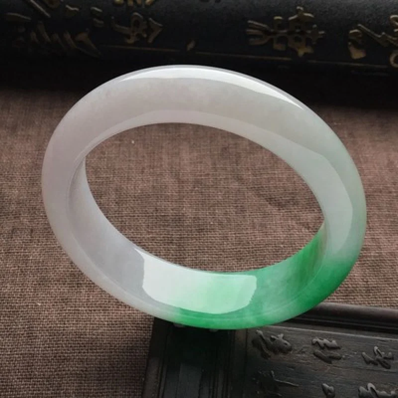 Jadeite Mine Timber Bracelet Violet Green Floating Flower Jade