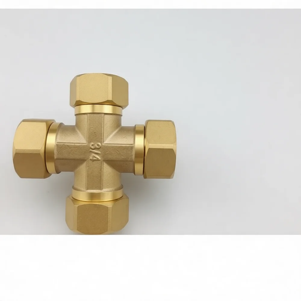 Durable G3/4 Brass Union Connector Four Way Pipe Adapter For Plumbing Hardware System Water Heater Fitting Tool