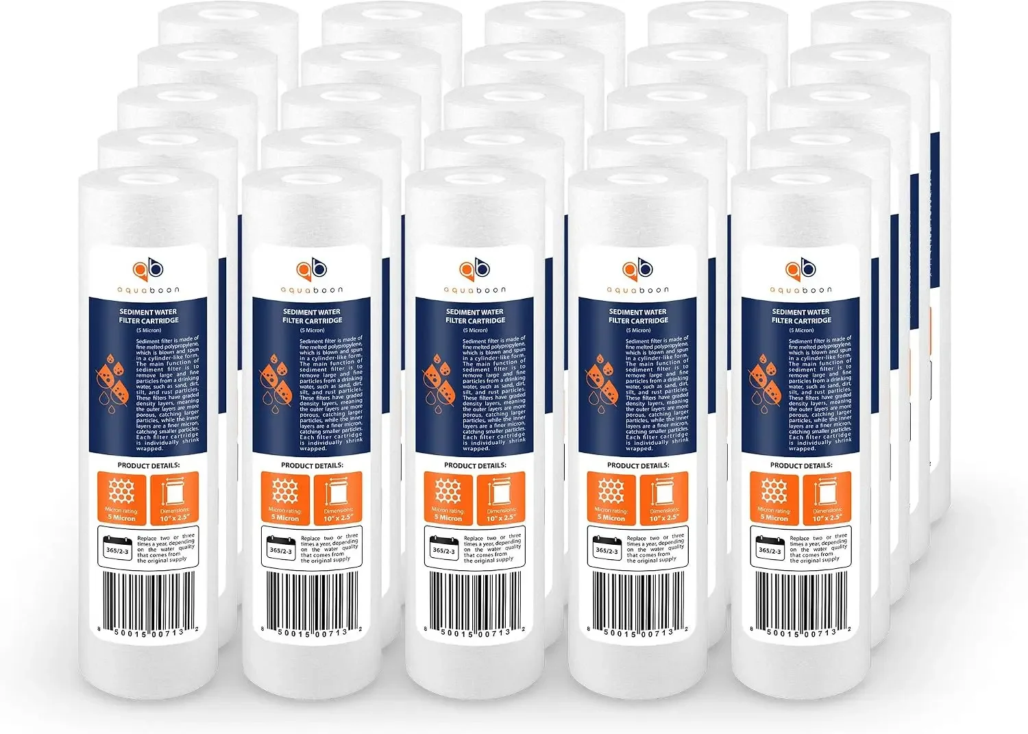 

5 Micron 10x2.5 Sediment Filter - Whole House Water Filter Replacement, 25-Pack