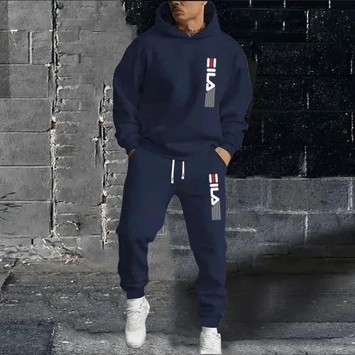 Imagen 2 del producto Nuevo traje deportivo con capucha para correr para hombre de primavera y otoño, jersey y pantalones de moda para caminar y ocio al aire libre, conjunto de dos piezas