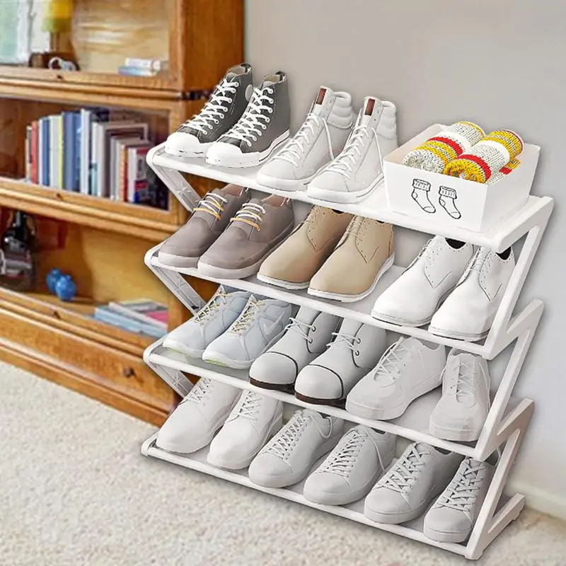 Shoe Shelf Multi Tier Z Shaped Rack Multifunctional Household Dormitory Sneaker Shelf Multi Tier Assembled Z Shaped Shoe Rack