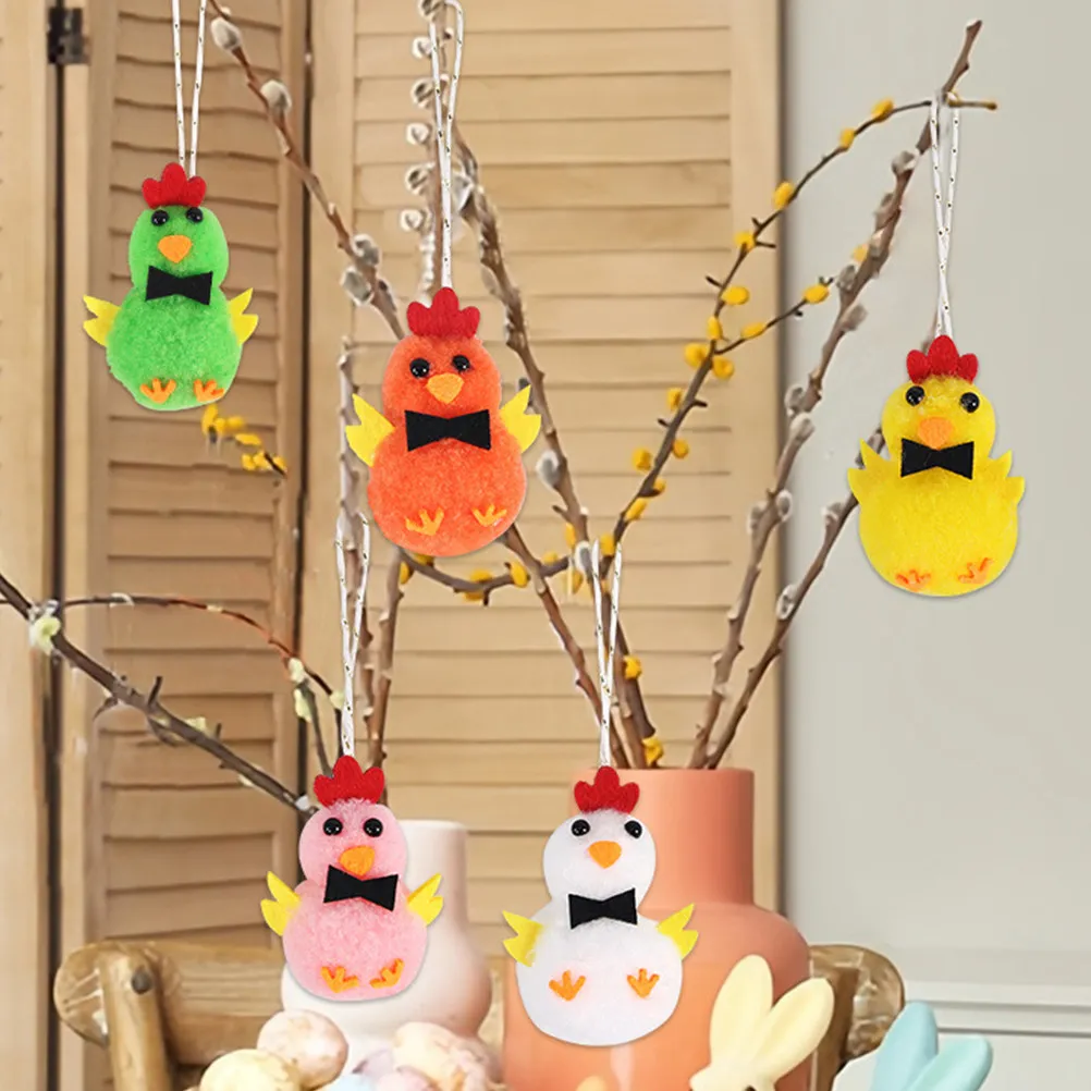 

5Pcs Easter Chicken Hanging Decor Adorable Spring Theme Tree Ornament for Home Office Classroom Party Room Decor Festive