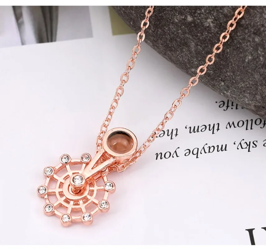 قلادة نسائية قصيرة من سلسلة الترقوة "I Love You" بعجلة فيريس جديدة تمامًا