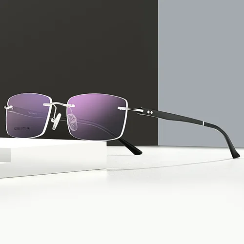 Gafas ultraligeras de aleación de titanio sin tornillos sin montura para hombre, montura de gafas cuadradas, gafas graduadas para miopía sin marco