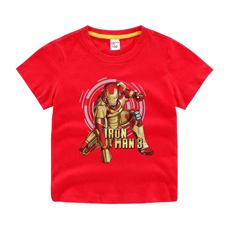 Marvel Iron Man Boy T-shirt Children\'s Spider-Man Co-branded Short Sleeve Cotton T shirt Baby Boys Cartoon Fashion Trend Clothes