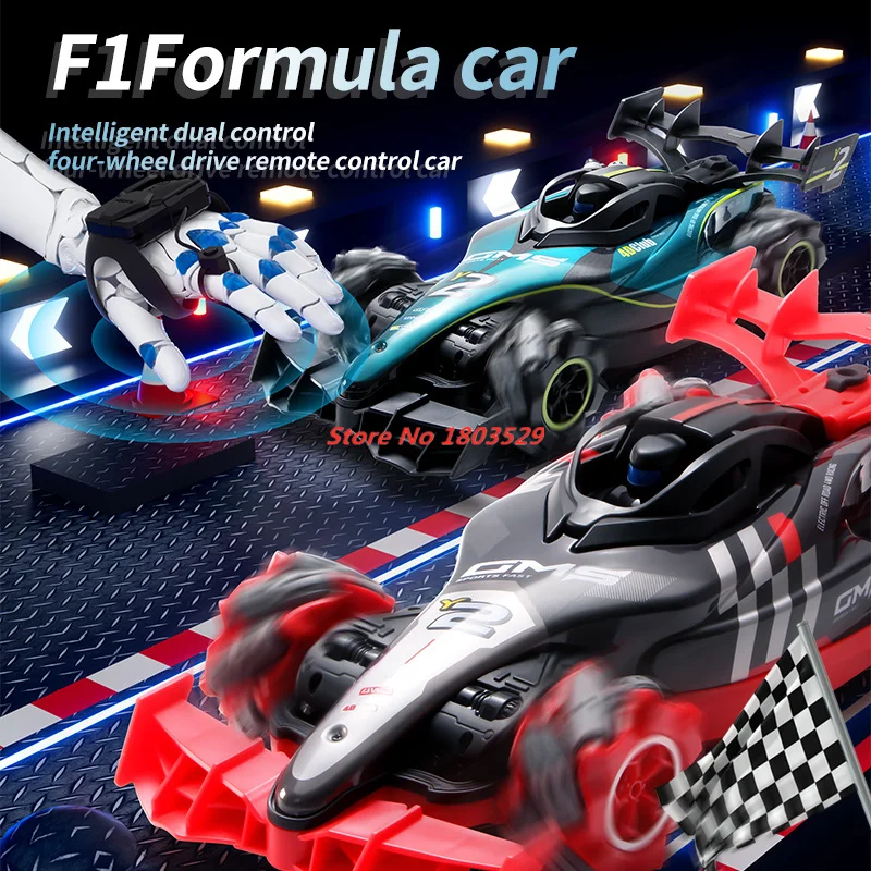 

37CM Large F1 Formular RC Racing Car 2.4G Music Lighting Watch Control 4WD Drift Spray Smoke Electric Watch Sensing Racing Car