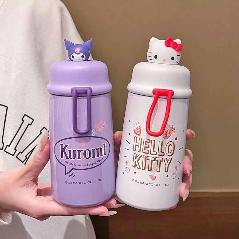 320Ml Kawaii Sanrio Insulated Cup Hellokittys Cinnamoroll Kuromi Pochacco Cartoon Anime Doll Stainless Steel Water Cup Gift Toy