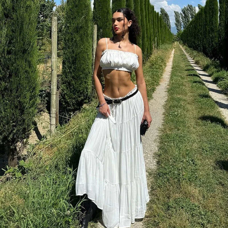

Faionable Pure Color Sexy Wrap Chest Strap Long Dr Versatile Holiday Sle Summer 2026 Women's Casual Sportswear Set