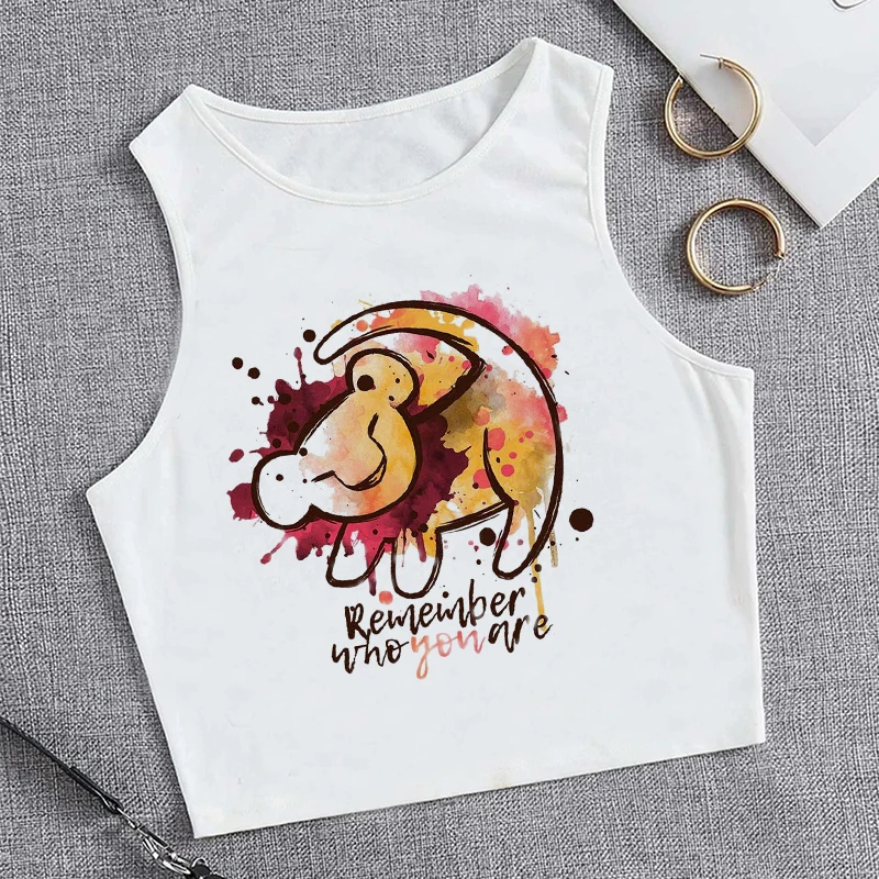 Tank Top Hakuna Matata kaus Crop Top kaus oblong Disney The Lion King kaus oblong Kawaii Crop Atasan wanita baju wanita