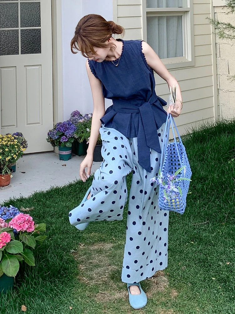 

Baggy Ladies Trouser Comfortable Wholesale Bulk Korea Stylish Tailor Clothing Sales Trend 2025 Full Women's Pants Two Piece Set