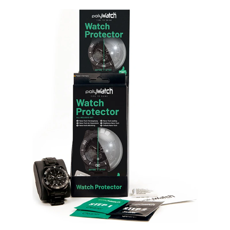 PolyWatch 2-in-1 Nano Liquid Glass Protector Kit Anti Scratch Oil Repellent Coating for Watch Crystal Surface Sealing