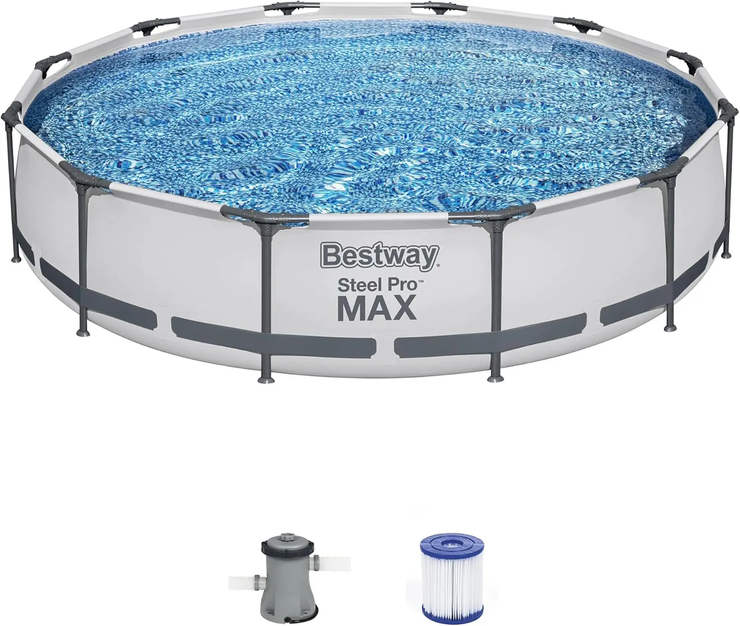 Steel Pro MAX Above Ground Swimming Pool | Round Family Pool with Tritech® Puncture Resistant Liner | Easy Setup