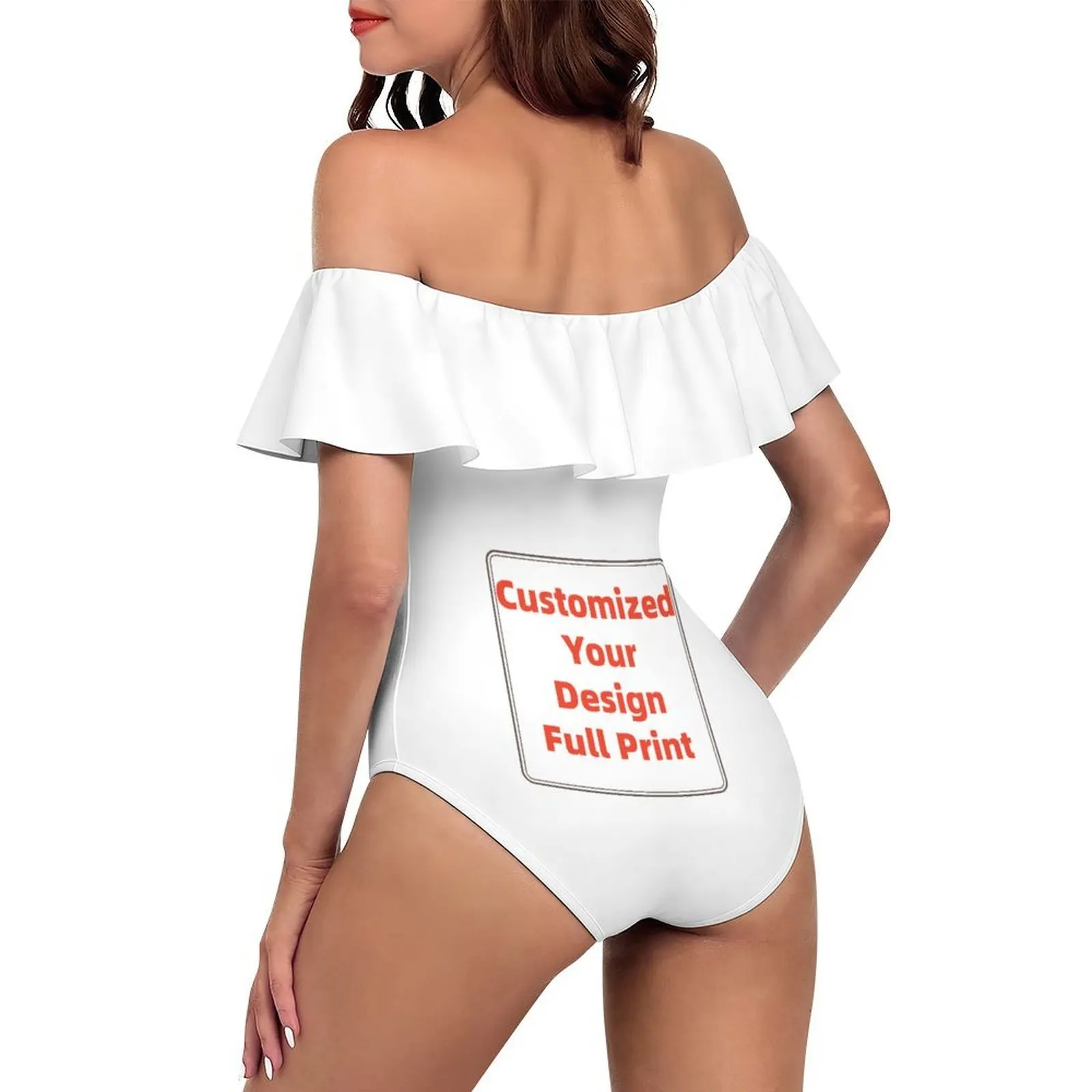 Customized Womens Retro Flounce Ruffled One Piece Swimsuit , Birthday Valentine Christmas Gift for Wife