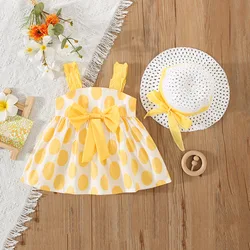 2Pcs/SetGirl's skirt new children's clothing girl's summer suspender dress baby bow big dot princess skirt