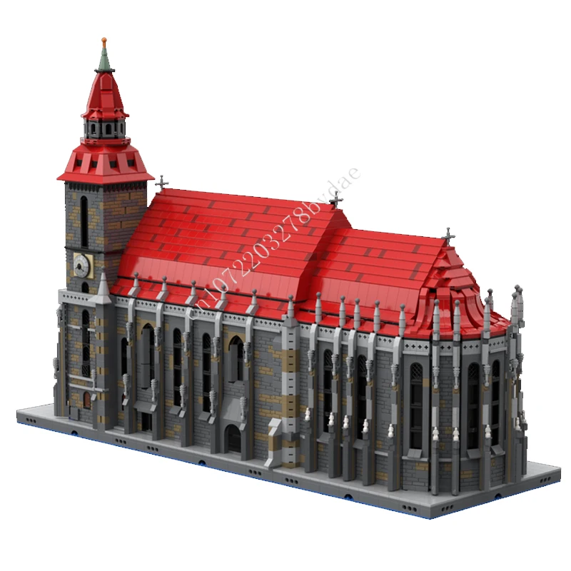 7843PCS Black Church of Brasov Romania MOC streetview Holiday Puzzles Sets Creative Christmas Birthday Toys Gifts for Kids Ages