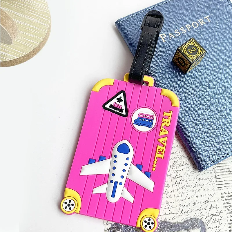 Carte d\'identité de voyage en silicone, valise, étiquettes à bagages, accessoires de voyage, découverte rapide, informations sur les bagages, 1 pièce
