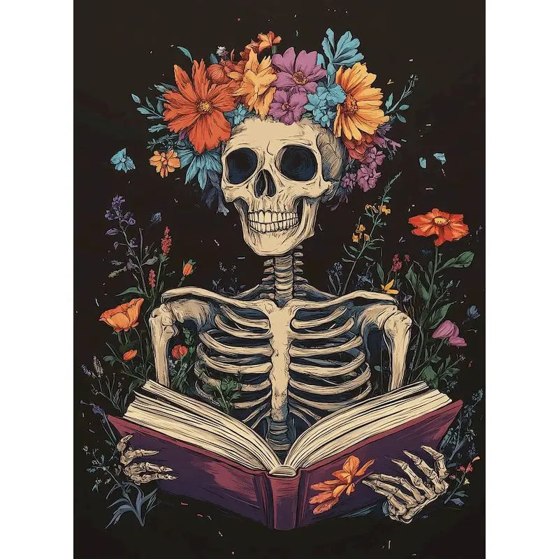 

RUOPOTY Frame Diy Painting By Numbers Halloween Skull Flowers Acrylic Paint Coloring by numbers Handicrafts For Home Decors