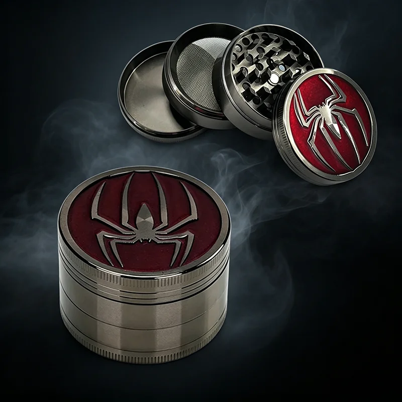 

52mm 2 Inch Spider Style Metal Herb Grinder 4 Layer Tobacco Crusher Manual Smoking Accessories Christmas Gift For Men