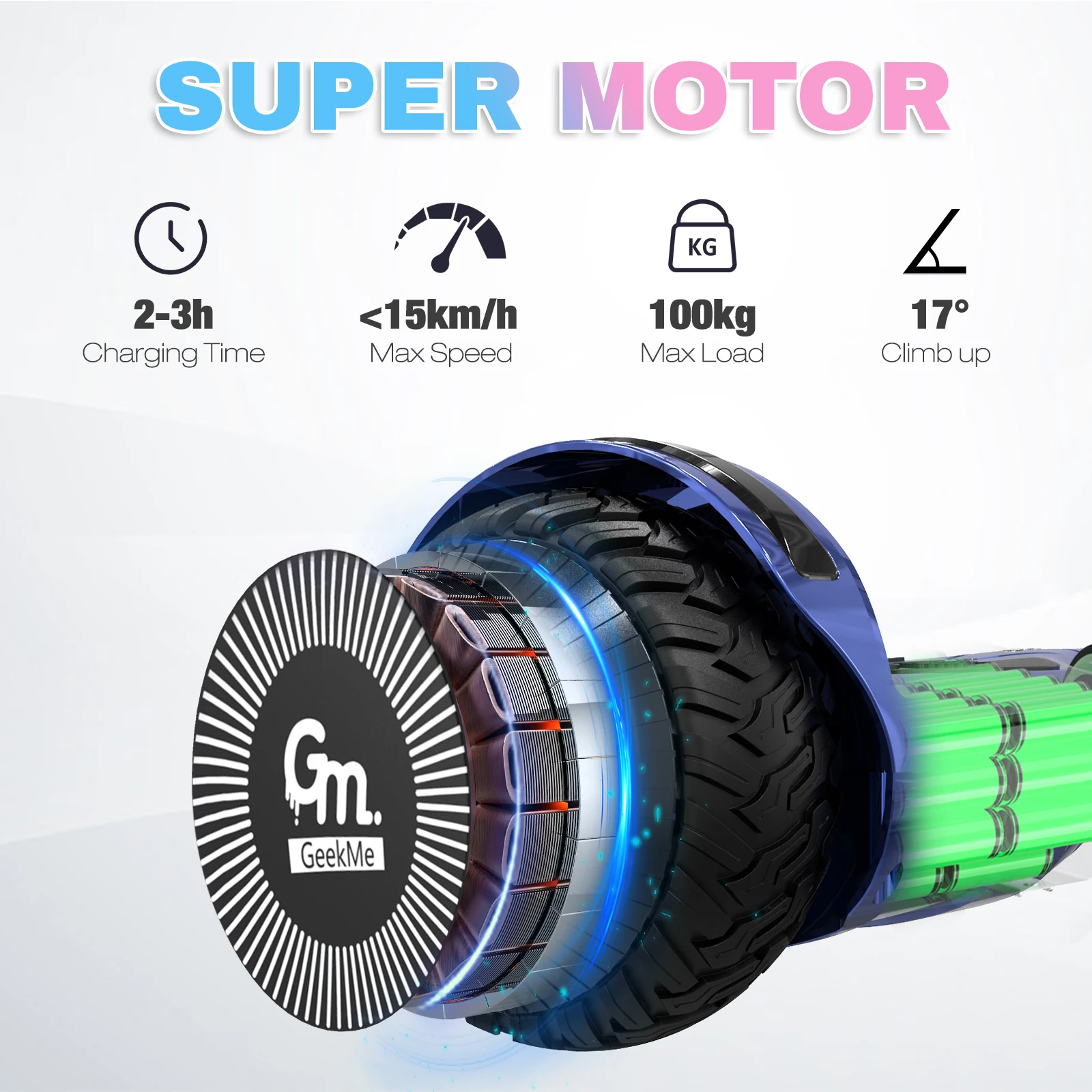 GeekMe Hoverboards 6.5 Inch Dual Motor Wheels, Self Balancing Hoverboards With LED Light, Smart Bluetooth, Self-balancing System