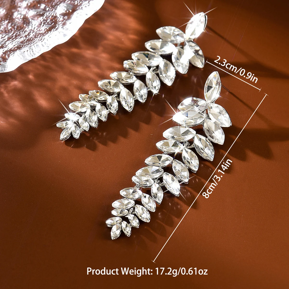 Bride's Red Wheat Ear Long Earrings, Horse Eye Crystal Earrings, Xiuhe Toast Costume, Banquet Wedding Dress Design