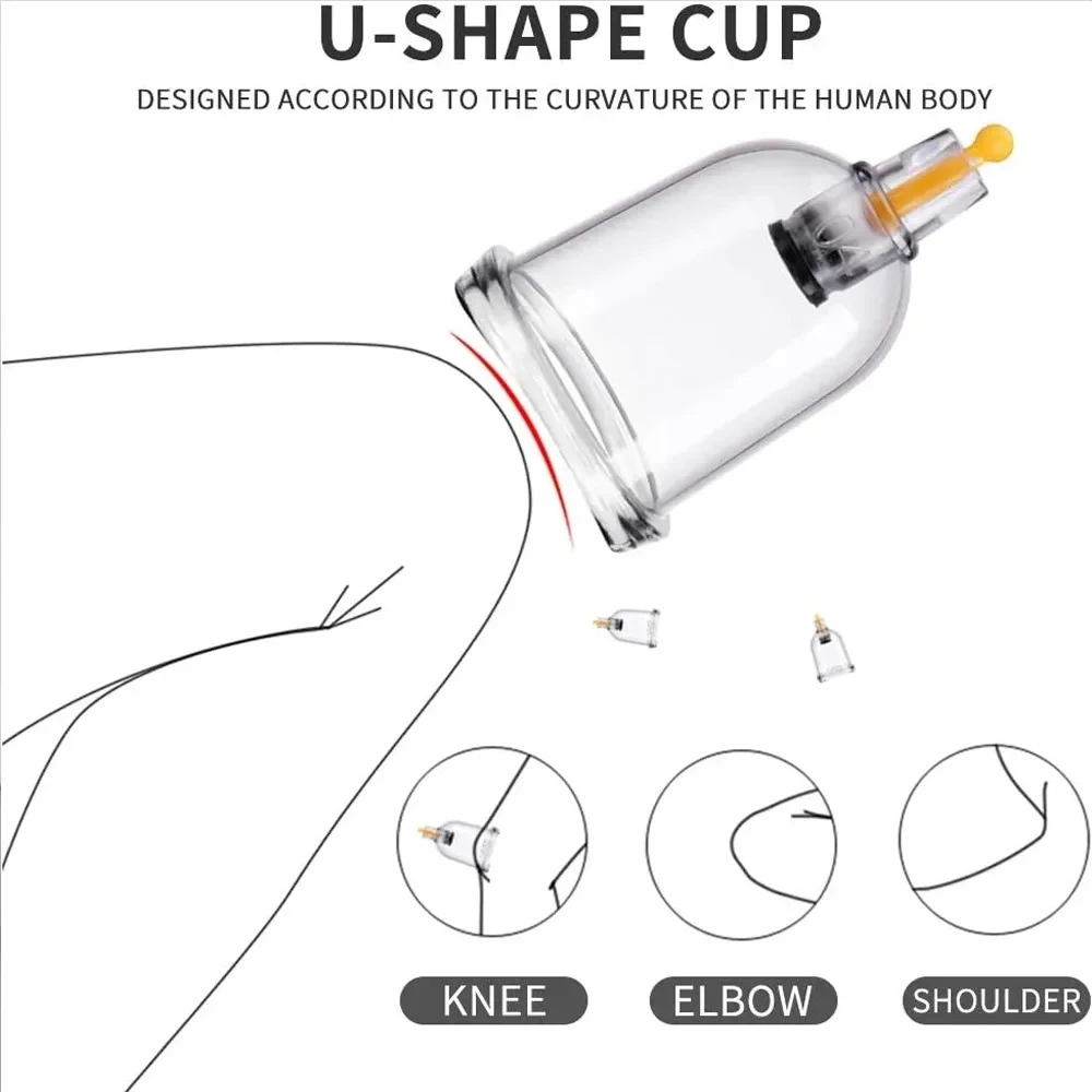 12 Cans Vacuum Cupping Device Set Back Vacuum Relax Massage Professional Suction Cup U-shaped Design Anti-cellulite Health Care
