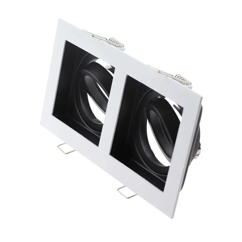 Aluminum Alloy Square Double Head Led Spotlight Housing Fixture Cut Out 90mm Fixture Frame