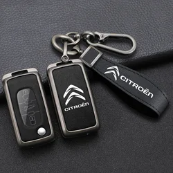 Zinc Alloy Leather Key Case Cover Protector Shell Durable Waterproof For Citroen C2 C3 C4 C5 C6 C8 Xsara Picasso Car Accessories