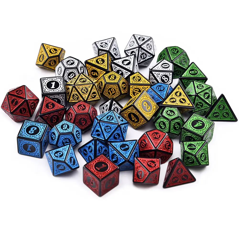 Multi-Sided 7-Die Game Dice Set For TRPG DND Accessories Polyhedral D4 D6 D8 D10 D12 D20 Dice For Board Card Game Math Games