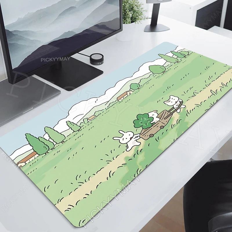 Tapis de souris vert mignon Kawaii, tapis de table de bureau, ordinateur, sous-société, grand tapis de bureau, grand joueur, Moudescriptif, polymères de souris, 100x50cm