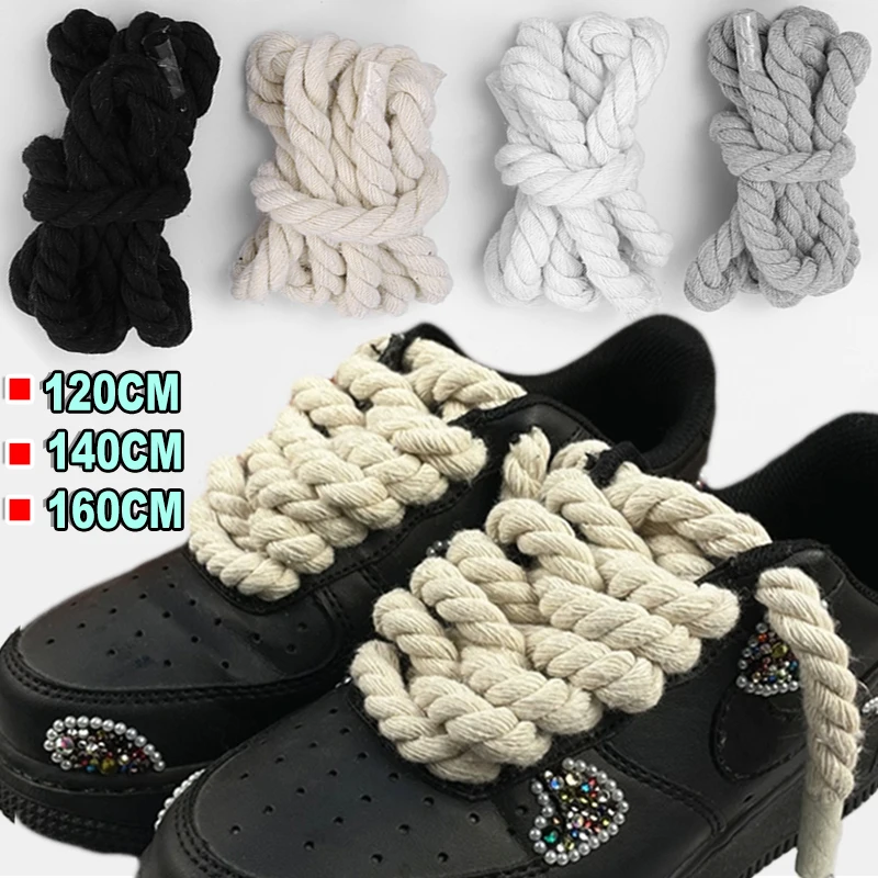 

Bold Cotton Linen Twist Weave Shoelaces solid Color Rope Shoes Laces Men Women Trendy Personality kpop Sport Casual Shoestring