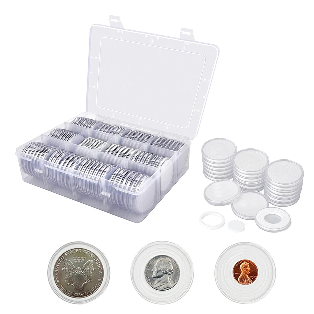 84Pcs Coin Capsules Holders with Foam Gasket 6 Sizes (19/24/29/34/39/46mm) Coins Collector Cases for Coin Collection Organizer