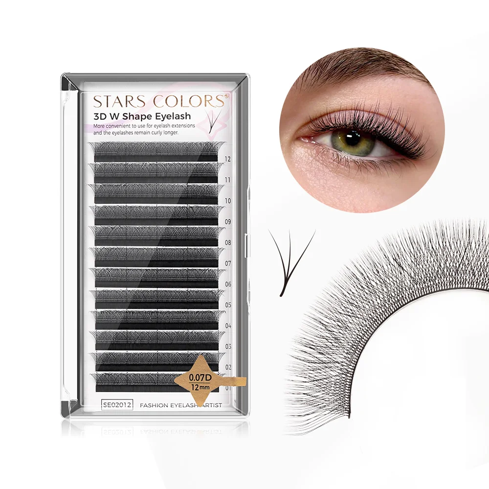 

3D 4D 5D W Shape Eyelash Mixed Size 8-15mm 0.07C/D Clover Eyelashes Novice friendly Black False Eyelashe Beauty Makeup Tools