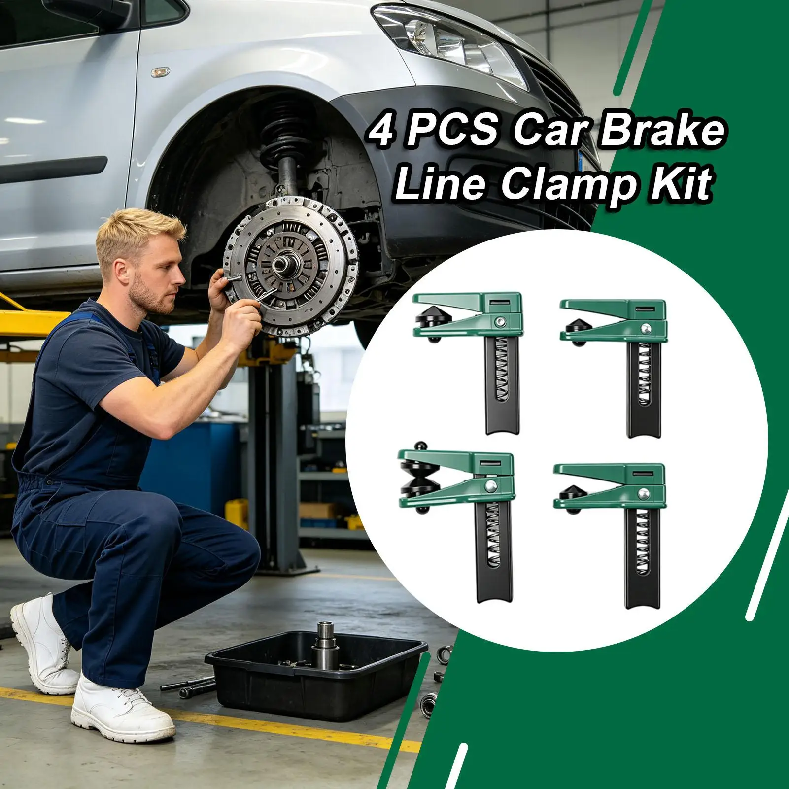 Brake Line Plug 4 Pieces Spring-Loaded Fluid Pipe Locking Plugs Hose Clamp Pliers For Garage Workshop Home Automotive Repair SUV