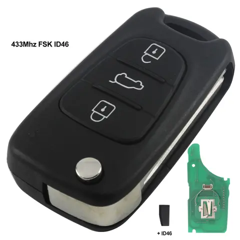 징유친 433Mhz ASK ID46 칩 3버튼 현대 i30 IX35 엘란트라 투싼 쏘나타 NF 플립 폴딩 자동차 리모컨 키