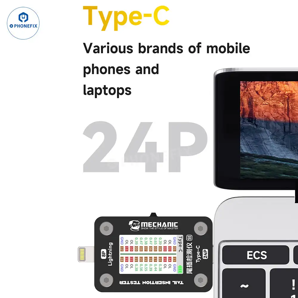 Mechanic T-824 T824 SE Phone Tablet Tail Insertion Detector Digital Display Current Power Check Independent Pin No Disassembly