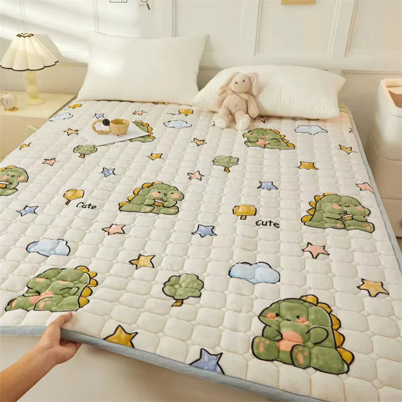 

1 pc Winter Milk Velvet Thickened Warm BedSheet Bedspread Single Double Soft Thin FoldMattress Toppers Tatami Floor Quilted Mat